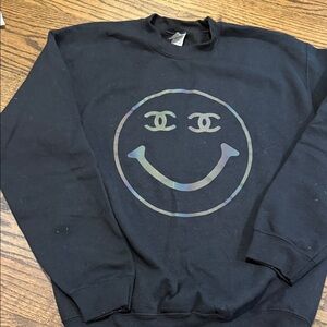 Black Smiley Face Sweater- Chanel eyes